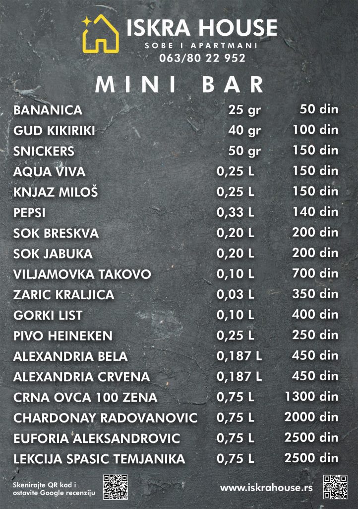 Iskra House_digitalni menu_ mini_bar